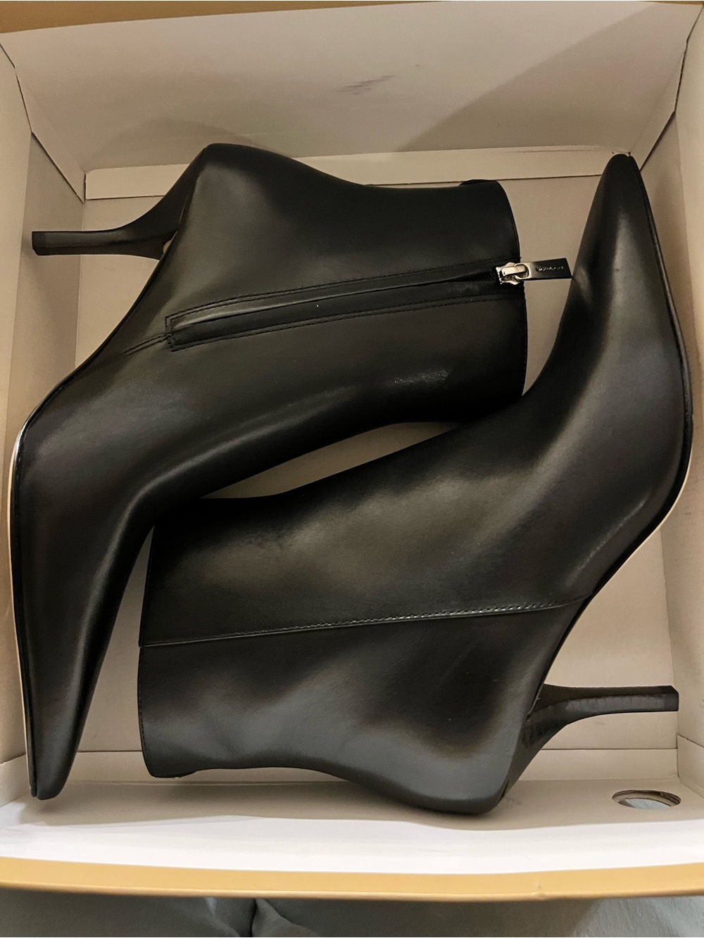 Michael Kors Black Leather Pointed-Toe Ankle Booties